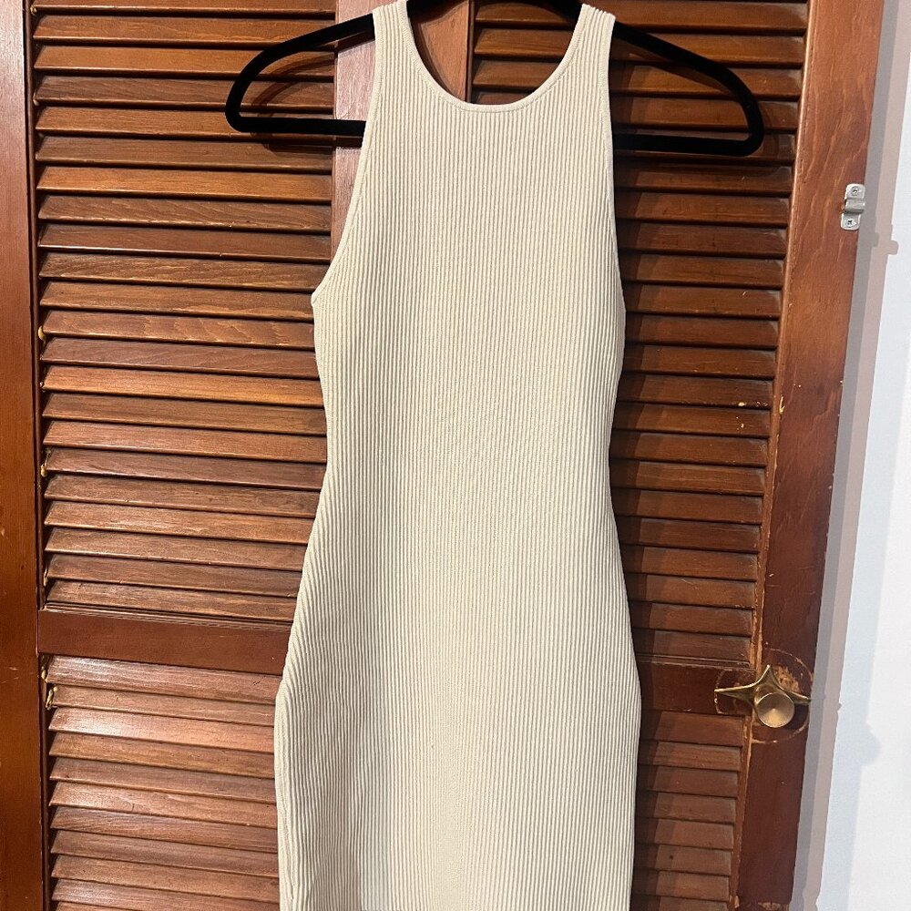 White Ribbed Aritizia Dress, Mini